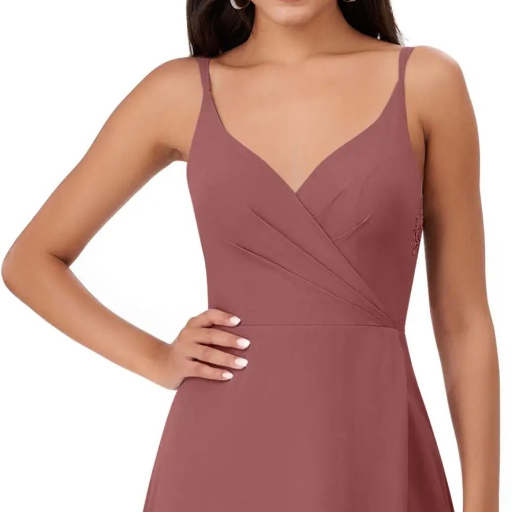 AZAZIE Lennon A-Line Lace Strappy Back Chiffon Dress, Amethyst 12 NWT - Picture 2 of 13